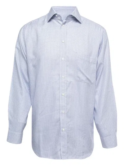 Pre-owned Armani Vintage 2024 Checked Long-sleeve Shirt In Blue