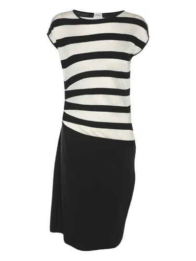 Pre-owned Armani Vintage Striped Sleeveless Midi Dress In Blue