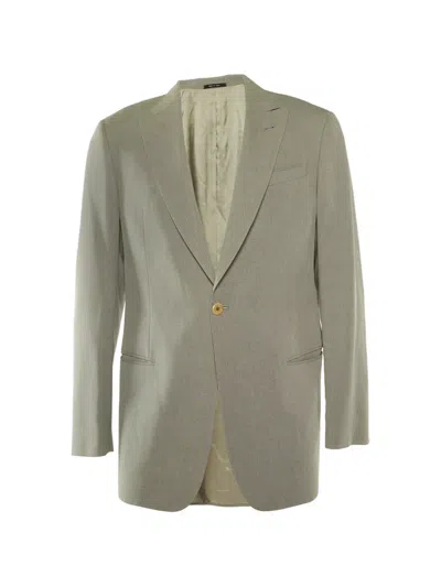 Pre-owned Armani Vintage Collezioni Notched-lapel Blazer In Neutral