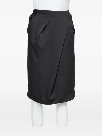 Pre-owned Armani Vintage Draped Skirt In Black