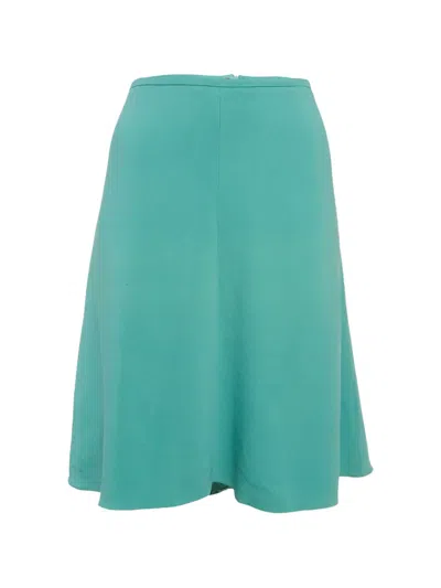 Pre-owned Armani Vintage Flared Crepe Mini Skirt In Green