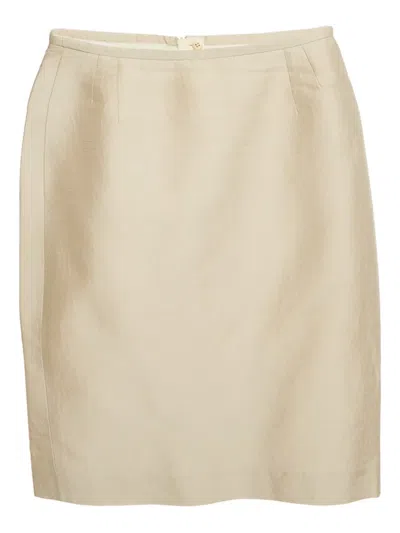 Pre-owned Armani Vintage Jacquard Pencil Skirt In Neutral