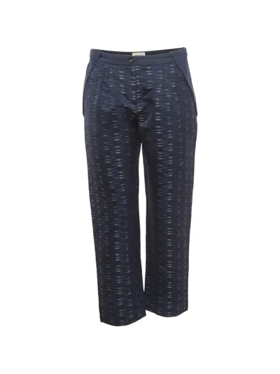 Pre-owned Armani Vintage Jacquard Straight-fit Trousers In Blue