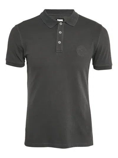 Pre-owned Armani Vintage Logo-embroidered Polo Shirt In Gray