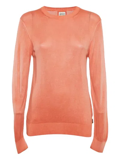 Pre-owned Armani Vintage Long-sleeves Cotton Top In Orange