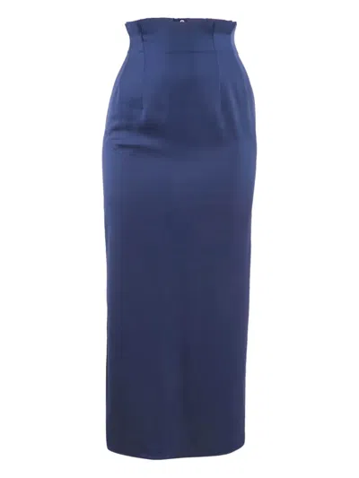 Pre-owned Armani Vintage Pleated Maxi Skirt In Blue