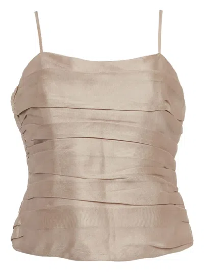 Pre-owned Armani Vintage Pleated Silk Top In Pink