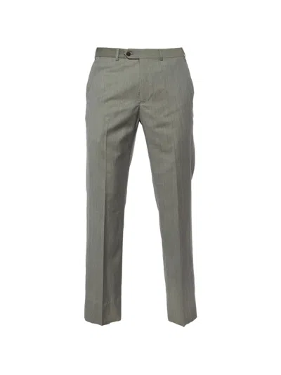Pre-owned Armani Vintage Pressed-crease Wool Trousers In Gray
