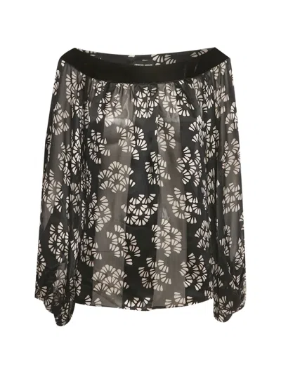 Pre-owned Armani Vintage Printed Blouse In Black