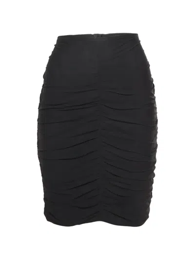 Pre-owned Armani Vintage Ruched Mini Skirt In Black