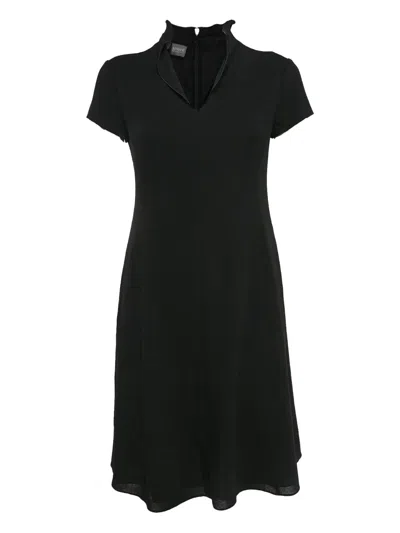 Pre-owned Armani Vintage Short-sleeve V-neck Dress In Black