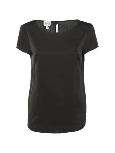 Pre-owned Armani Vintage Short-sleeve Silk Top In Black
