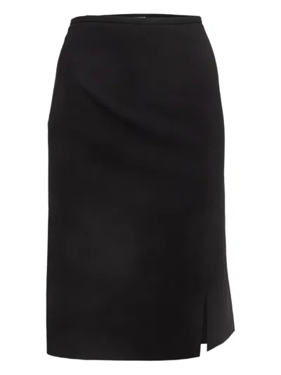 Pre-owned Armani Vintage Side-slit Skirt In Black