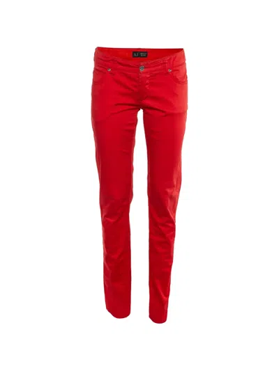 Pre-owned Armani Vintage Slim-fit Trousers In Red