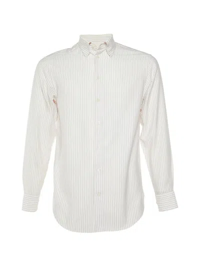 Pre-owned Armani Vintage Striped Button-down Shirt In White