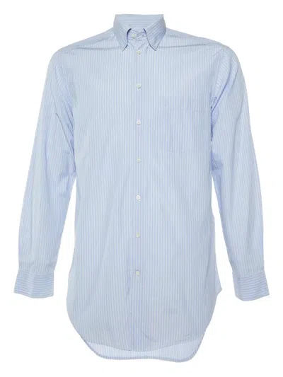 Pre-owned Armani Vintage Striped Cotton Shirt In Blue