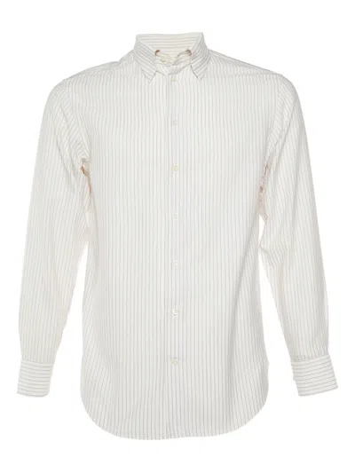 Pre-owned Armani Vintage Striped Cotton Shirt In White