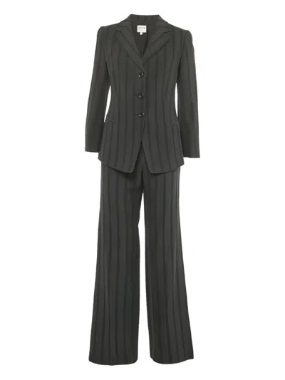 Pre-owned Armani Vintage Striped Flared Suit In Black