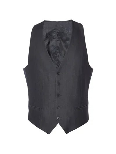 Pre-owned Armani Vintage Striped Waistcoat In Gray