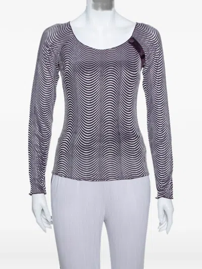 Pre-owned Armani Vintage Wave-pattern Button-detail Top In Purple