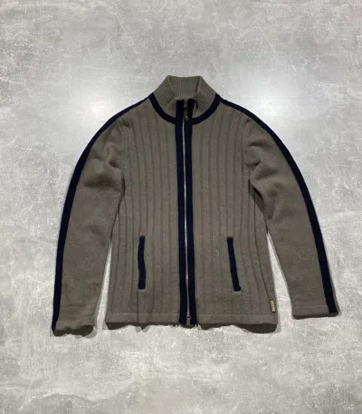 Pre-owned Armani X Vintage Armani Wool Zip Sweater / Cardigan In Brown