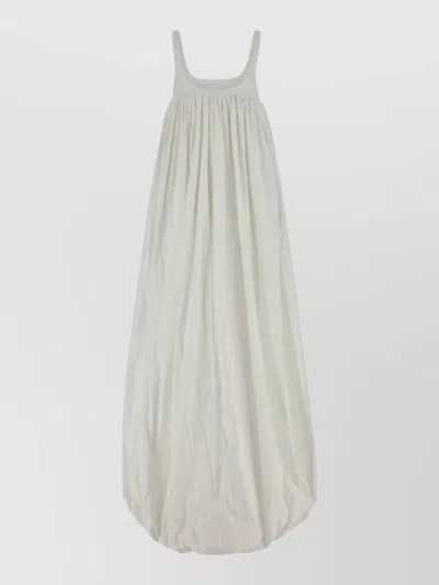 Armarium Nora Poplin Square Neck Gathered Dress In Gray