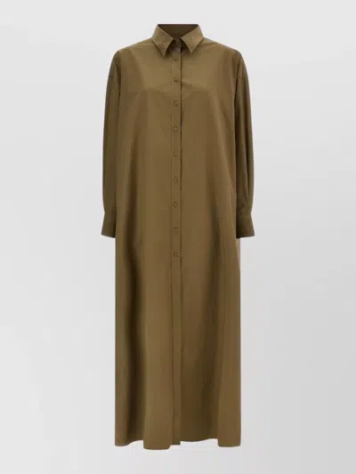 Armarium Long Sleeve Dress Cuffed Sleeves Slits In Brown