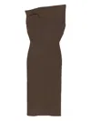 Armarium Asymmetric-neckline Midi Dress In Brown