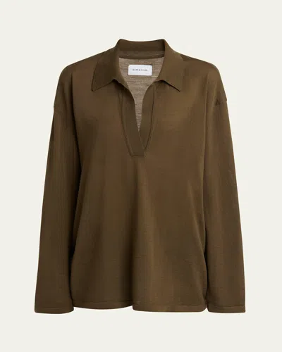 Armarium Aurelio Oversized Wool Polo Top In Olive Green