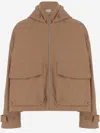 Armarium High Collar Adjustable Hood Cotton Jacket In Brown