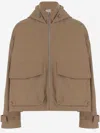 Armarium High Collar Adjustable Hood Cotton Jacket In Brown