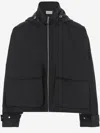 Armarium Cotton Blend Jacket With High Collar And Adjustable Hood In Black