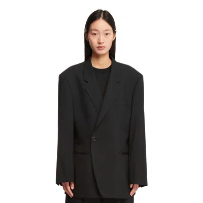 Armarium Black Wool Oversize Double-breasted Blazer In Black Nero   #000000