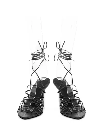 Armarium Brooke Lace-up Thong Sandals In 블랙