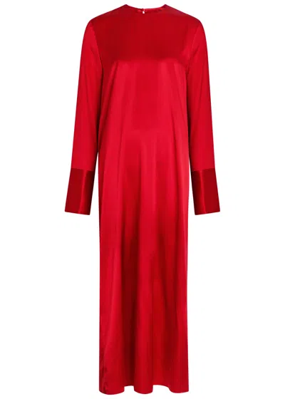Armarium Bruna Stretch-silk Midi Dress In Red