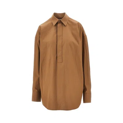 Armarium 'candela' Oversized Poplin Shirt In Brown