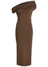 Armarium Debra Asymmetric Stretch-knit Midi Dress In Brown