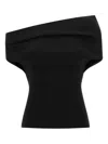 Armarium Debra Asymmetric Stretch-knit Top In Black