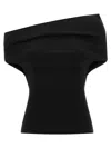 Armarium Debra Asymmetric Stretch-knit Top In Black