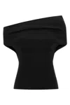 Armarium Debra Asymmetric Stretch-knit Top In Black