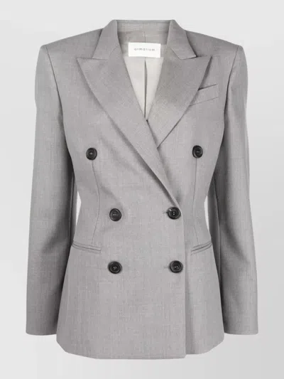 Armarium Double Breasted Virgin Wool Tailored Jacket In Gray