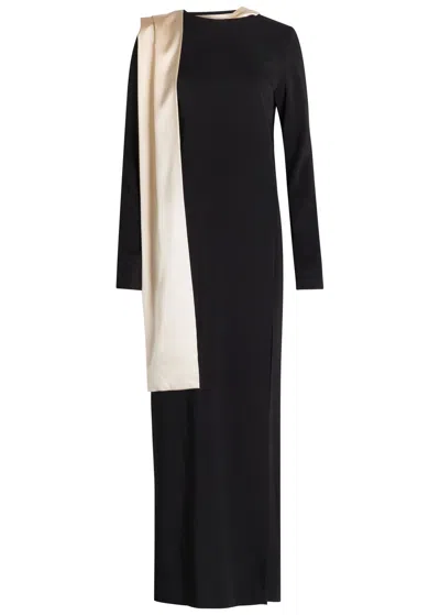 Armarium Dublina Scarf-effect Stretch-crepe Maxi Dress In Black