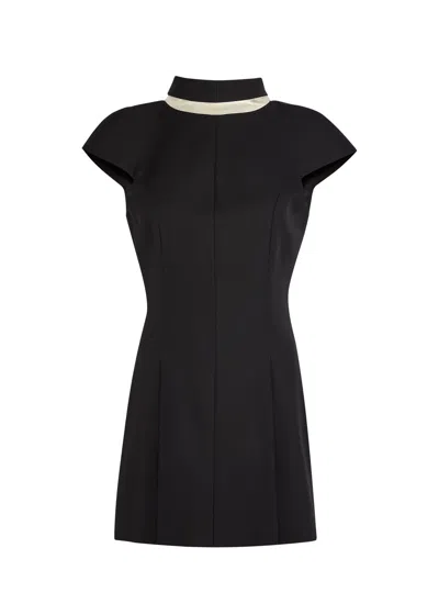 Armarium Ersilia Reverse Collar Wool Mini Dress In Black