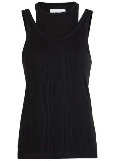 Armarium Filippa Layered Ribbed Cotton Tank In Black