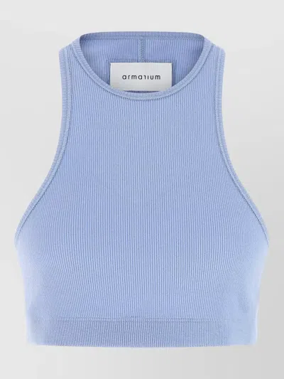 Armarium Filippa Ribbed Round Neck Stretch Top In Blue