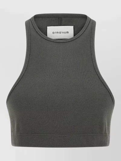 Armarium Filippa Sleeveless Round Neck Ribbed Top In Gray
