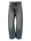 Armarium Washed Denim Jeans With Classic Five-pocket Design In Blue