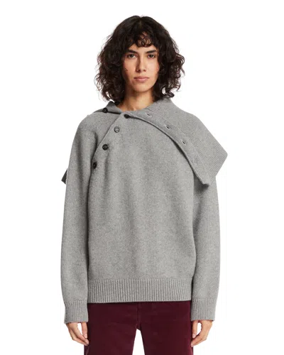 Armarium Gray Asymmetric Buttoned Sweater