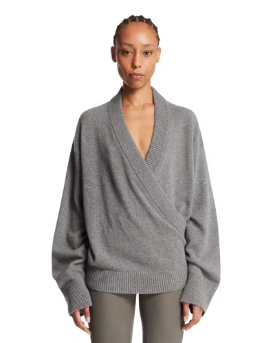 Armarium Gray Wool And Cashmere Wrap Sweater