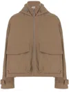 Armarium High Collar Adjustable Hood Cotton Jacket In Brown